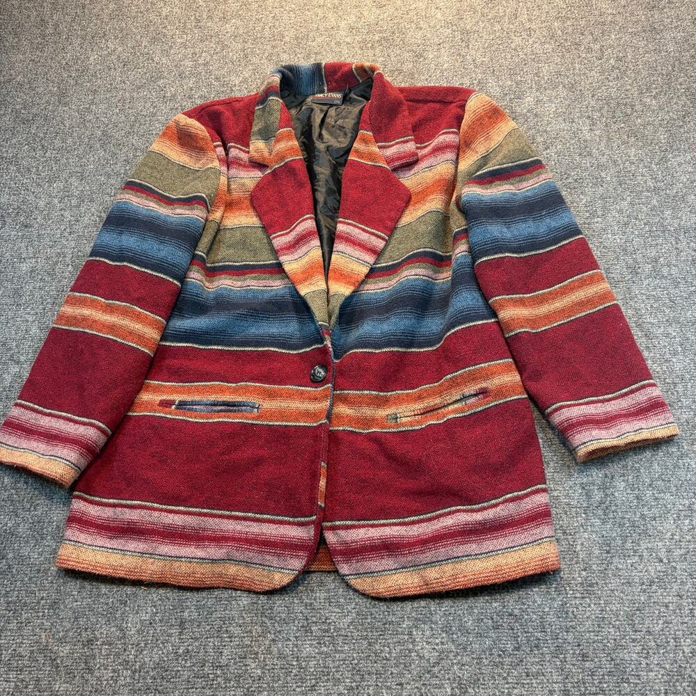 Tracy Evans Vintage Multicolored Striped Western Blazer Jacket Women Size XL